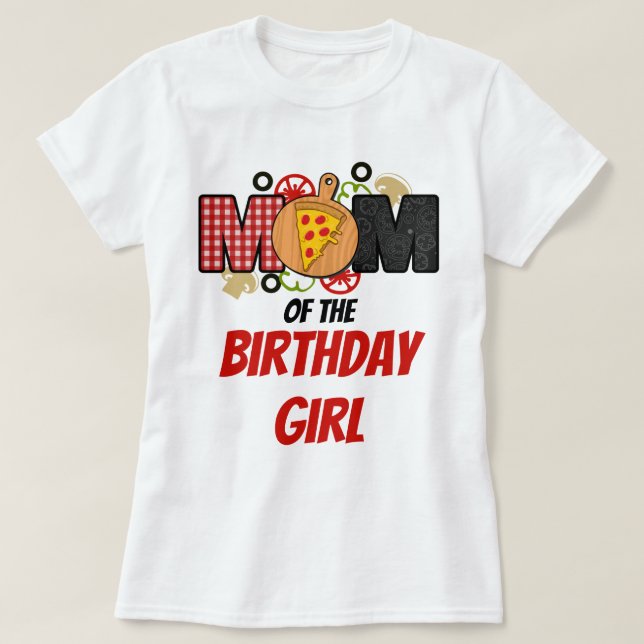 Pizza Primeiro Aniversário Camisa da Mãe (Frente do Design)