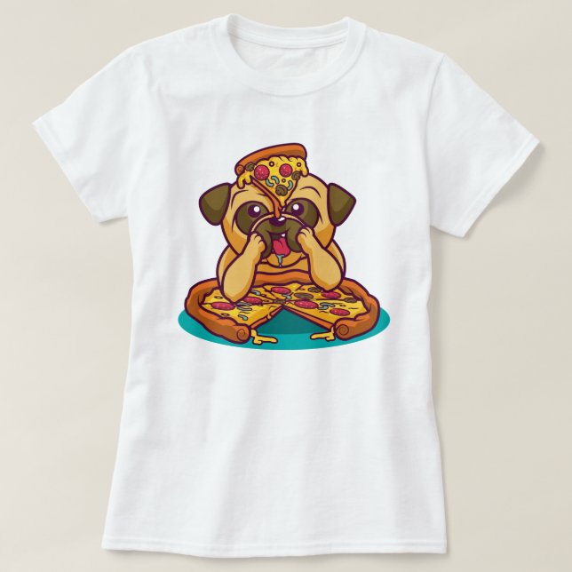 Pizza Pug T-Shirt (Frente do Design)