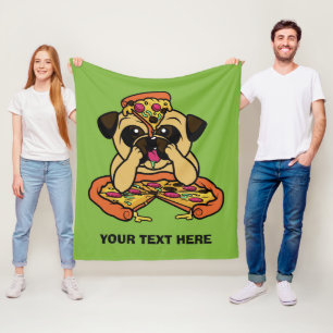 Pizza Pug texto personalizado lança cobertores