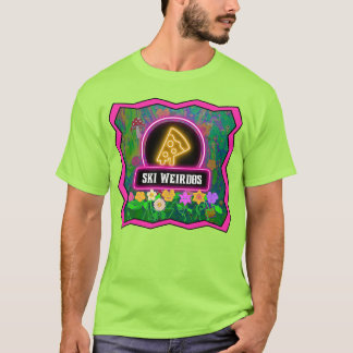 Pizza Ski Weirdos Borda Rosa T-Shirt