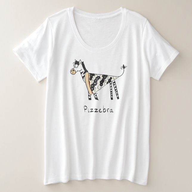 Pizzebra Pizza Zebra Mais T-Shirt do Tamanho Super (Frente do Design)