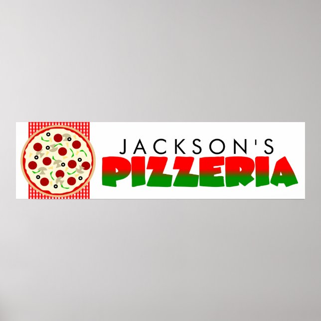 Pizzeria Pizza Party Banner Poster (Frente)