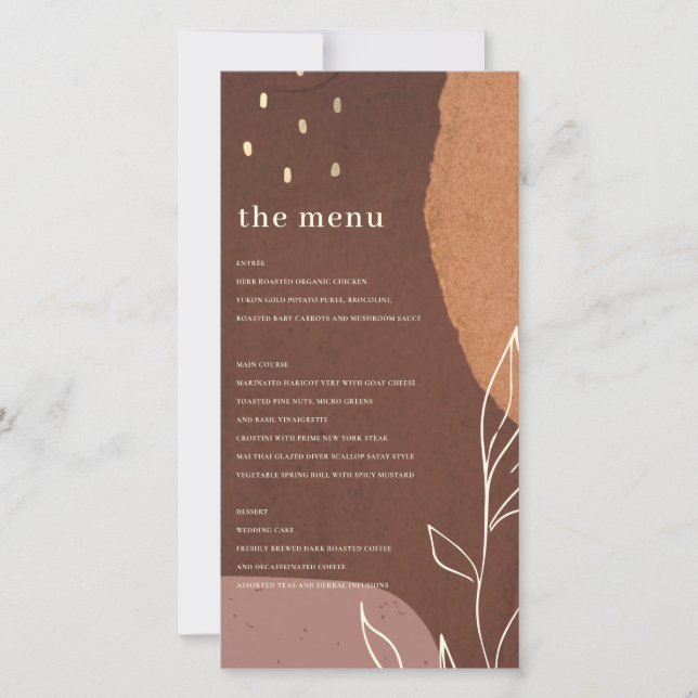 Placa abstrato Rust Orange Foliage Menu (Frente)