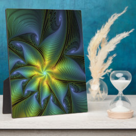 Placa Abstrato Star, Ouro Verde brilhante Arte Fractal