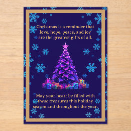 Placa acrílica de árvore de Natal roxa