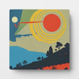 Placa Arte Colorida de Paisagem Abstrato