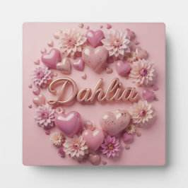 Placa Arte de Flor de Dahlia Pastel com Corações!