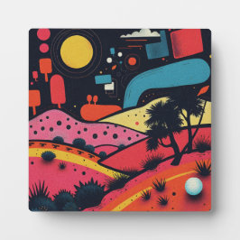 Placa Arte de Paisagem Surreal Colorida