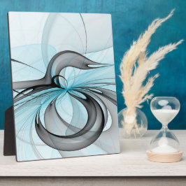 Placa Arte Fractal Moderna Azul Antracito Abstrato