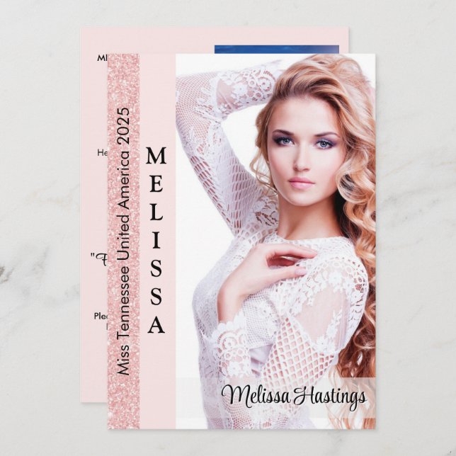 Placa Automática de Pageant Grande | Rosa Dourado  (Frente/Verso)