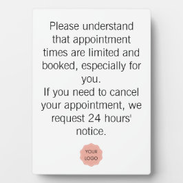 Placa Aviso de cancelamento para salão ou spa