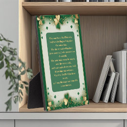 Placa Bênçãos Irlandesas para Casa e Lar Trevo Dourado