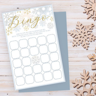 Placa Bingo Chá de fraldas Floco de Neve de invern