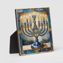 Placa Blue Hanukkah Menorah