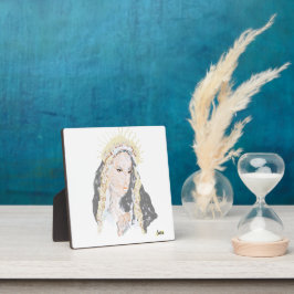 Placa Cavalete de Mesa Com Tela: Virgem Maria