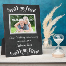 Chalkboard Heart Silver Anniversário Keepsasaket