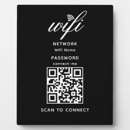 Placa Código QR Senha Internet Wifi - Plana Preta