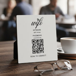 Placa Código QR Wifi Internet Password White Plath