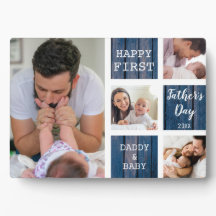 Colagem de Fotos Feliz 1º Dia de os pais Azul Made