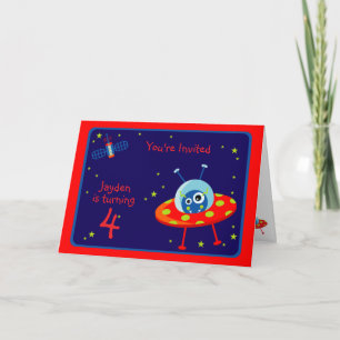 Placa Convite de aniversário do espaçador de alien