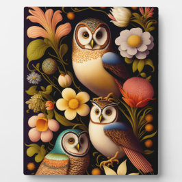 Placa Corujas & Flores | Mesa Moderna de Haeckel