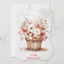 Placa de Aniversário de Aquarela com Cupcake Exces