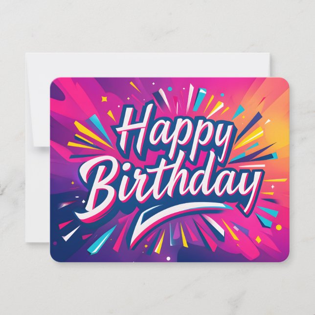 Placa de Aniversário Dinâmica Feliz Abstrato (Frente)