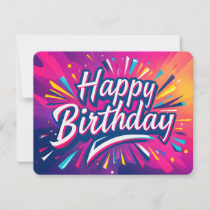 Placa de Aniversário Dinâmica Feliz Abstrato