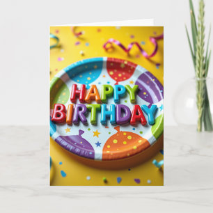 Placa de Aniversário Vibrante em Cartão