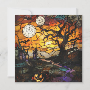 Placa de Arte de Vidro Contida Halloween