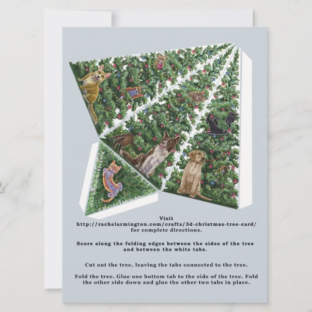 Placa de árvore de Natal 3D com Pop de Cats e Cães (Frente)