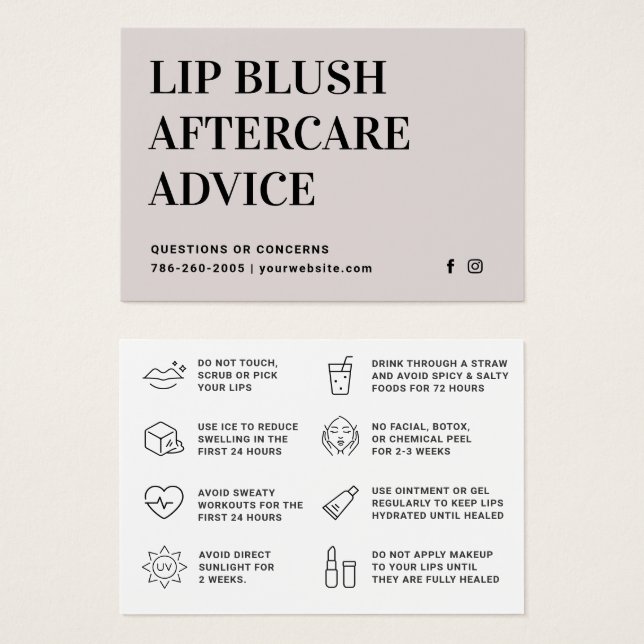 Placa de Atenção de Tatuagem do Lip Blush do Creme (Frente & Verso)