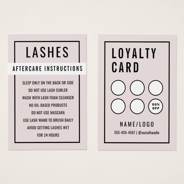  Placa de Atertenção de Extensões Lash Rosa Simple (Frente & Verso)
