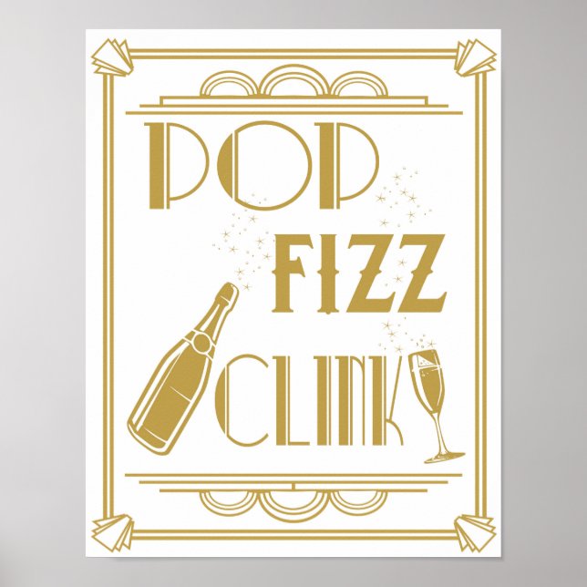 Placa de Bar Pop Fizz Clink Impressão de (Frente)