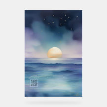 Placa de berçário em acrílico | Oceano aquarela