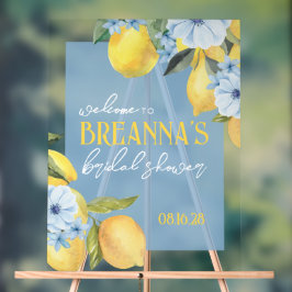 Placa de Boas-Vindas de Acrílico com Limão e Flor 