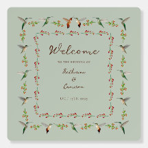 Placa de Boas-Vindas de Casamento Beija-Flor