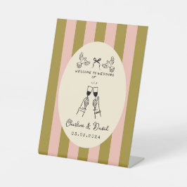Placa de Boas-Vindas de Casamento com Desenho à Mã