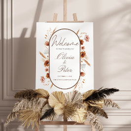 Placa de Boas-Vindas de Casamento com Flores Selva