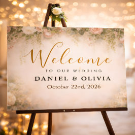 Placa de Boas-Vindas de Casamento com Folhagem de 