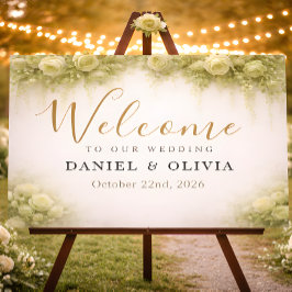 Placa de Boas-Vindas de Casamento com Folhagem de 
