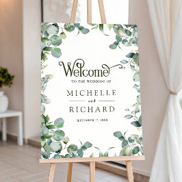 Placa de Boas-Vindas de Casamento com Folhagem de