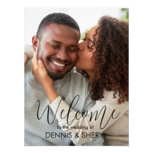 Placa de Boas-Vindas de Casamento com Foto Moderna