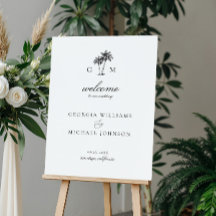 Placa de Boas-Vindas de Casamento com Monograma de