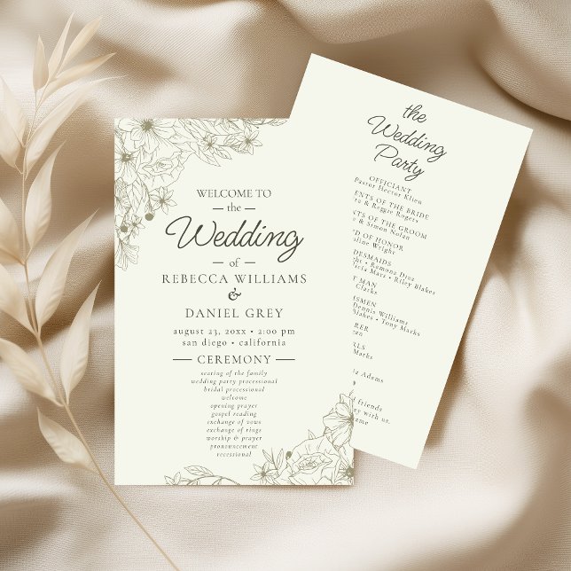 Placa de Boas-Vindas de Casamento Floral com Progr (Criador carregado)