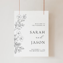Placa de Boas-Vindas de Casamento Floral Minimalis