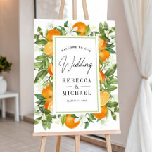 Placa de Boas-Vindas de Casamento Laranja Citrino