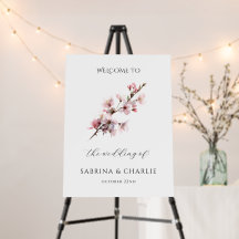 Placa de Boas-Vindas de Casamento Rosa Cerejeira e