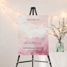 Placa de Boas-Vindas Elegante Rosa Corado com Agua