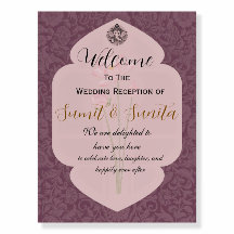 Placa de Boas-Vindas em Recepção de Casamento Indi